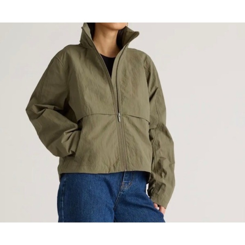 Quince Womens Water Repellent Nylon Windbreaker Hoodie Jacket Olive XS Outdoor - Picture 11 of 12
